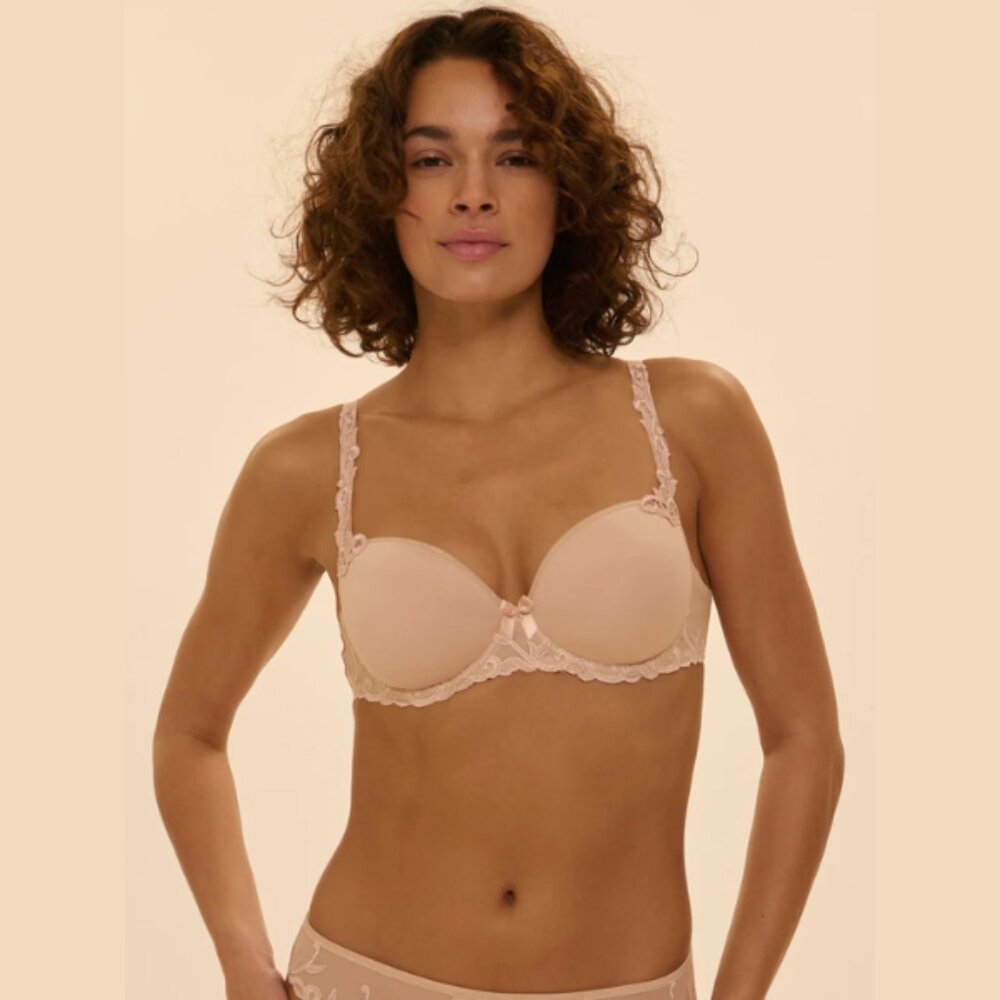 SIMONE PERÈLE Pale Pink Lace Comfort Bra |‎ Feminine Luxury | 30E